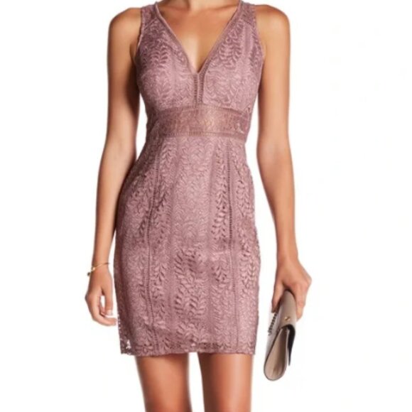 Minuet Petite Dresses & Skirts - NWT Minuet Mauve Lace Cocktail Sheath Dress Date Night Flirty Romantic Feminine